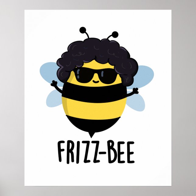 Poster Frizz-Bee Engraçado Afro Bee Pun (Frente)