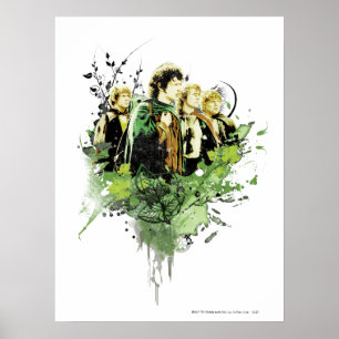 Poster FRODO™ com colagem do vetor de Hobbits