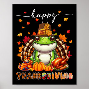 Poster Frog de Ação de Graças Fantasia Peru Folhas de Out