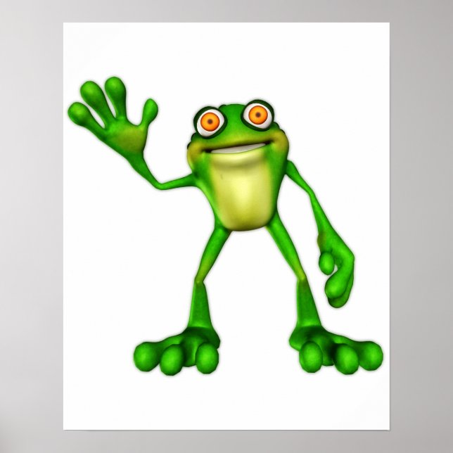 Póster Froggie, o Sapo de Ondas de Cartoon (Frente)