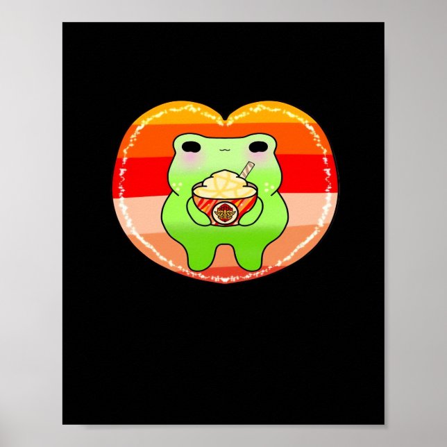 Poster Froggy Aproveitando Pumpkin Spice Latte Fall Seaso (Frente)