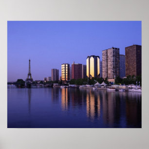 Poster Front du Seine e Eiffel Tower, Paris, França