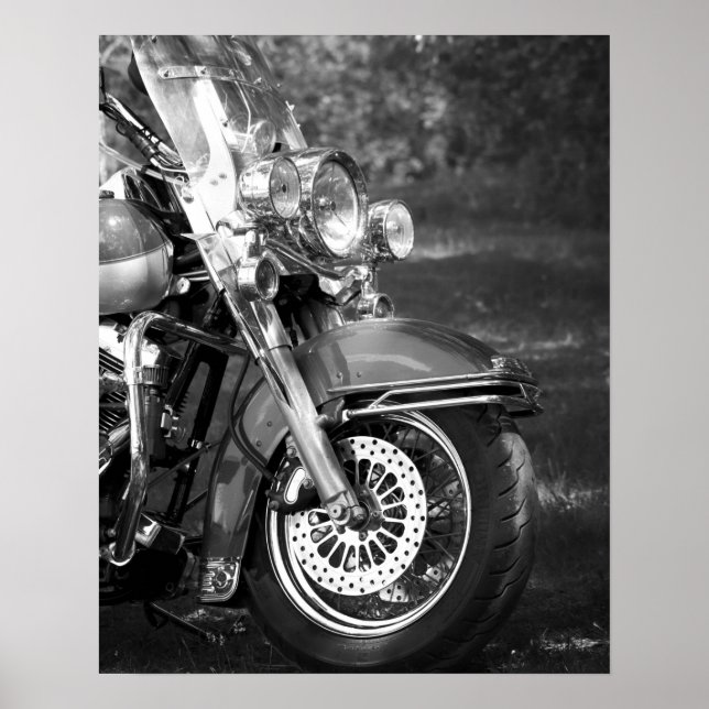 Poster Front-End de Motociclos Preto e Branco 16 x 20 (Frente)