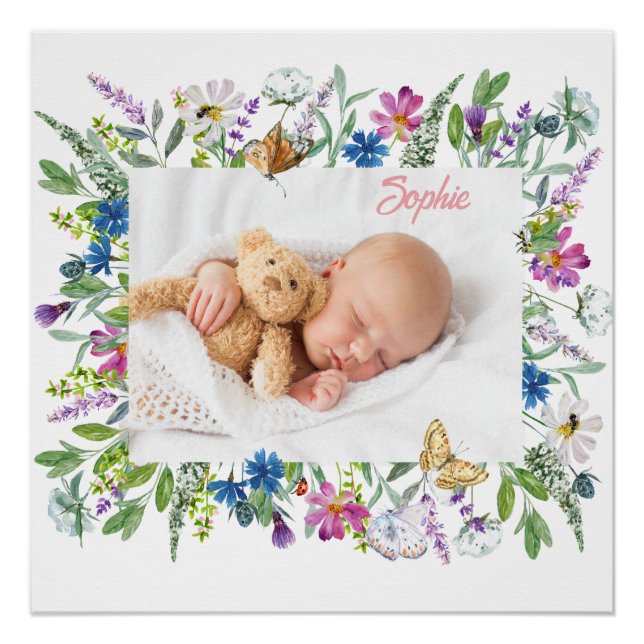 Póster Fronteira de Flores Silvestres Foto  (Frente)