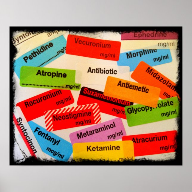 PÓSTER FRONTEIRA DO GRUNGE DOS RÓTULOS COLORIDOS (Frente)