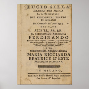 Póster Frontispiece do Lucio Silla de Mozart '