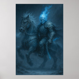 Poster Frostfire Rider — Blue Flame Ghost Horseman