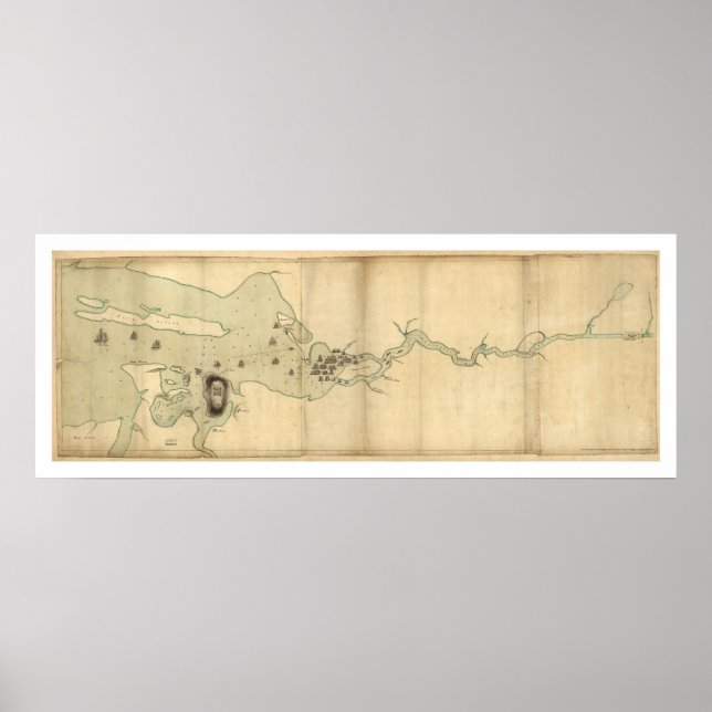 Póster Frota de Sir Collyer no Mapa do Rio Penobscot - 17 (Frente)