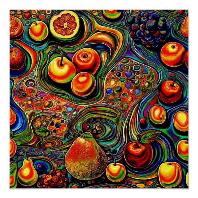 Póster Fruta 1 psicodélica (Frente)