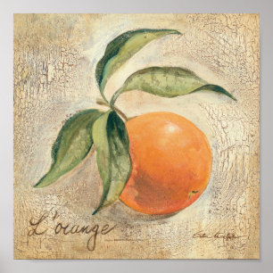 Póster Fruta alaranjada brilhante redonda