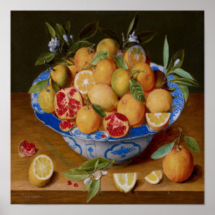 Poster Fruta da tigela de vida estática na mesa