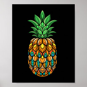Poster fruta de ananás colorido-mandala-arts isolados