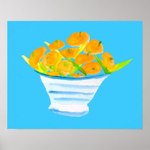 Poster Fruta de aquarela de kumquats laranja