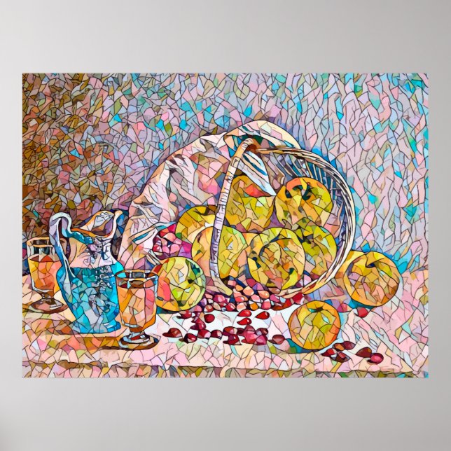 Poster Fruta de cesta de jarro comida estática Abstrato (Frente)