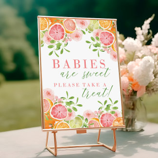 Poster Fruta de Citros e Flores Chá de fraldas Favoritos