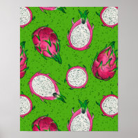 Fruta de dragão vermelho em verde