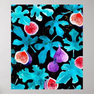 Poster Fruta de figuras de aquarela moderna no Travesseir