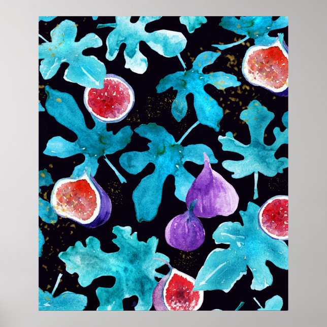 Poster Fruta de figuras de aquarela moderna no Travesseir (Frente)