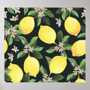 Poster Fruta de limão: Design de padrão sem costura