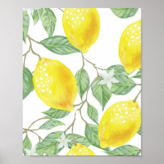 Poster fruta de limão verde-amarelo