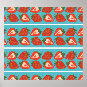 Poster Fruta de morango: Padrão de repetição sem costura.
