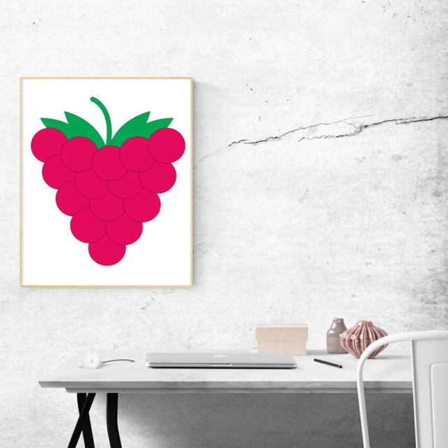 Poster Fruta de Morango Rosa (A poster of a pink raspberry)