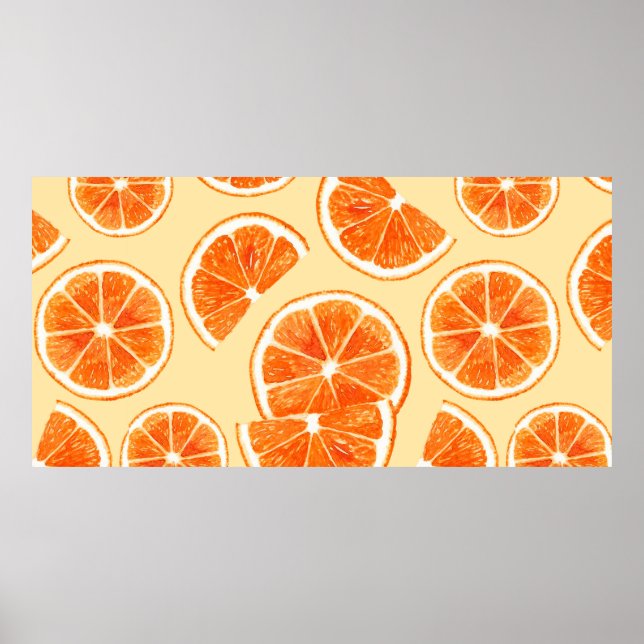 Poster fruta de padrão laranja, comida de água dieta illu (Frente)
