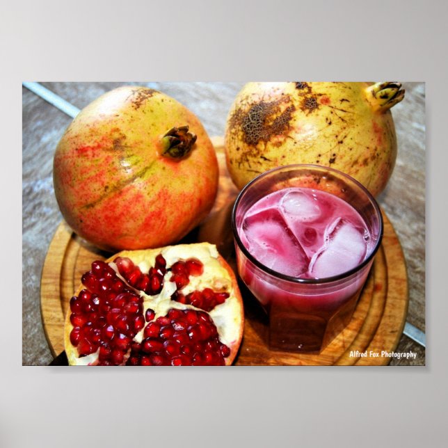 Poster Fruta de Romã e Suco (Frente)