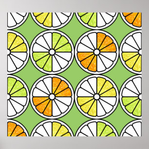 Poster Fruta De Tripas De Citros, Verão Sem Costura.