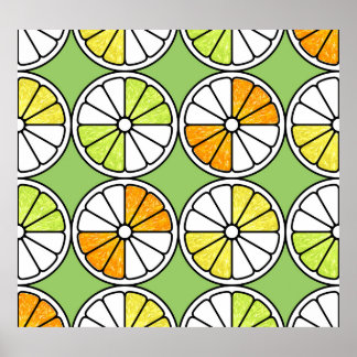 Poster Fruta De Tripas De Citros, Verão Sem Costura.