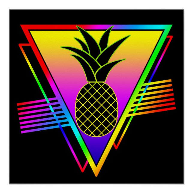 Póster Fruta de Verão de Abacaxi com Silhoun Moderna (Frente)