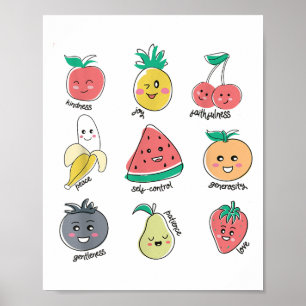Poster Fruta De Virtudes Espirituosas Crianças Cristãs Ka