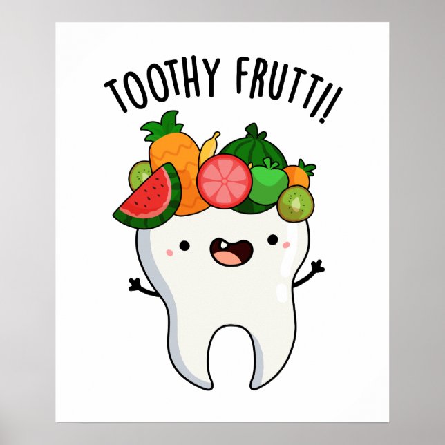 Poster Fruta Dentada Engraçada Arma Dental (Frente)