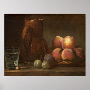 Poster Fruta, Jug & Glass - Jean-Siméon Chardin Fine Art