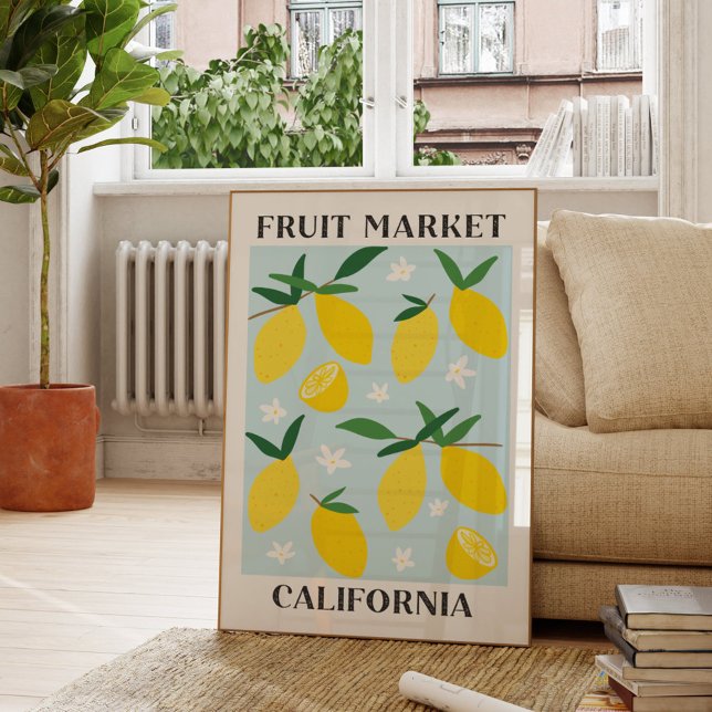 Poster Fruta Market California Yellow Lemon Comida (In situ Living room)