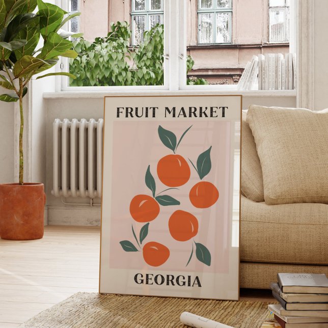 Poster Fruta Market Georgia Orange Peach Comida (In situ Living room)