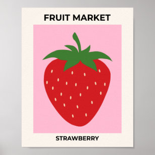 Poster Fruta Mercado Cor-de-rosa Comida de morango Arte M