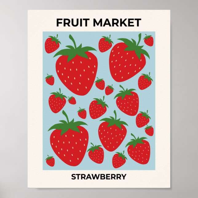 Poster Fruta Mercado Morangos Modernos Fruta Azul (Frente)