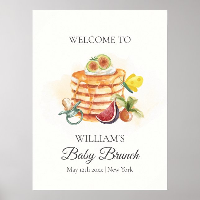 Poster Fruta Pancake Pacifier Brunfier Chá de fraldas Bem (Frente)