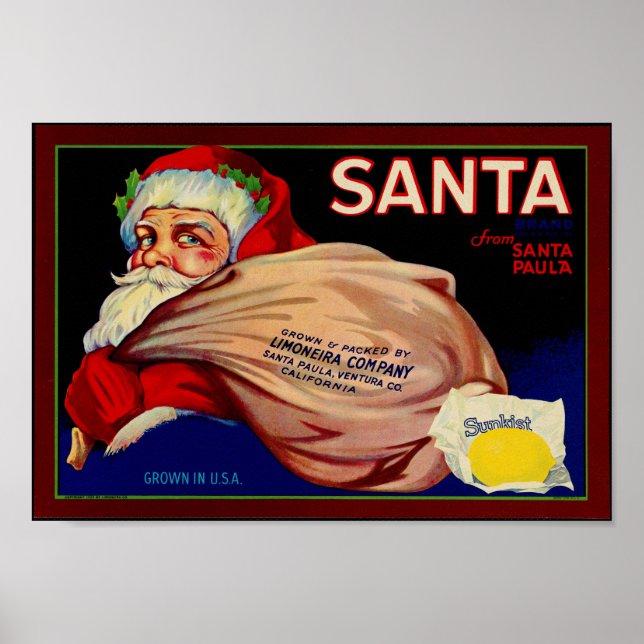 Poster Fruta papai noel Lemons Ventura County California (Frente)