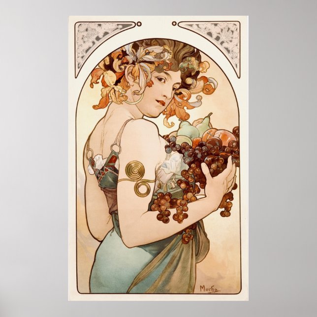 Poster Fruta por Alphonse Mucha (Frente)