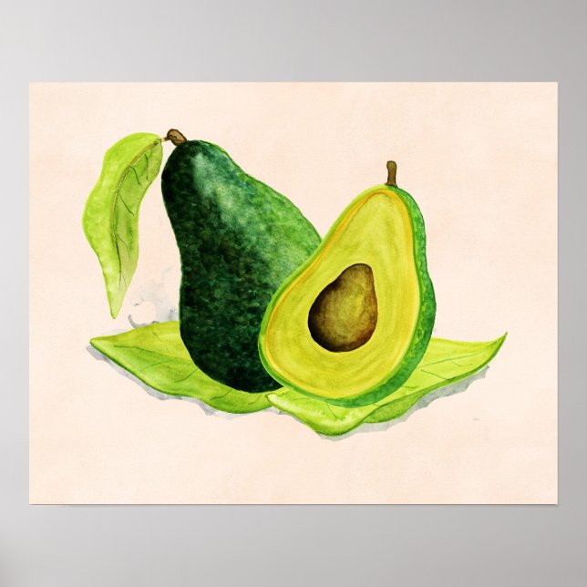 Poster Fruta Verde Avocado para o resto da vida em aquare (Frente)