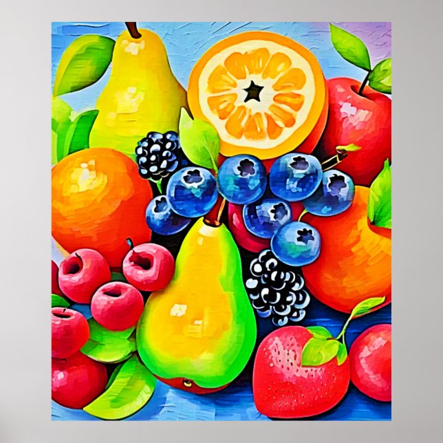 Poster Fruta vibrante e vida estática (Frente)