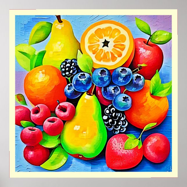 Poster Fruta vibrante e vida estática (Frente)