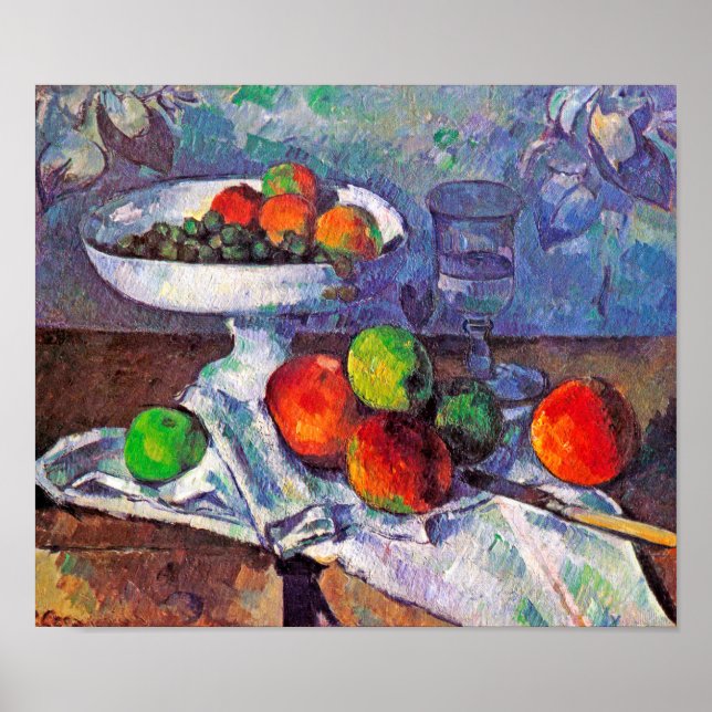 Poster Fruta, Vidro e Maçãs, Cezanne (Frente)
