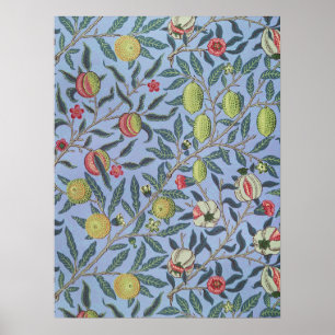 Poster Fruta William Morris Pomegranate Ornamento Azul