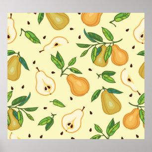 Poster Frutas Amarelas: Ilustração Vintage.