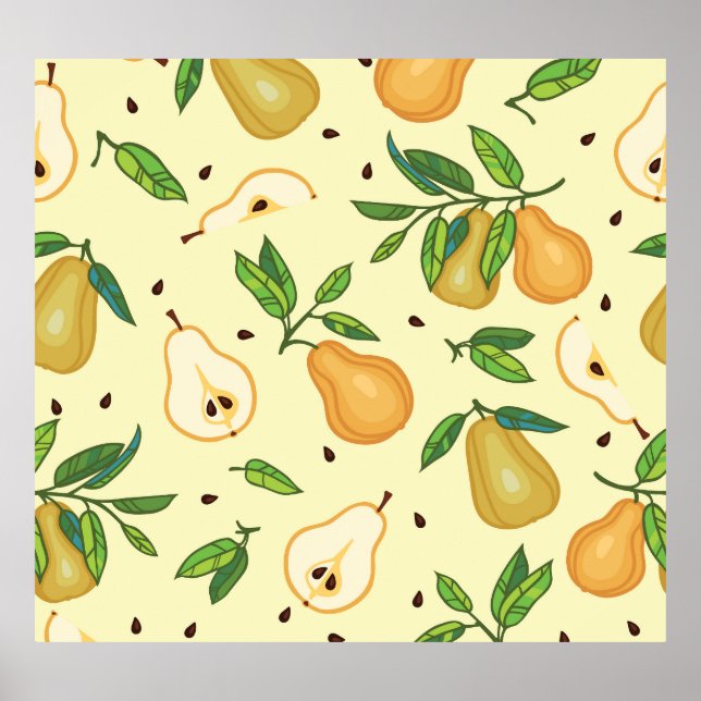 Poster Frutas Amarelas: Ilustração Vintage. (Frente)