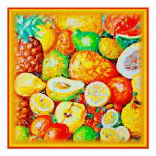 Póster "Frutas Brilhantes" Pintura Bonita. Comprar Agora