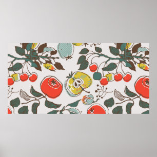 Poster frutas cortadas. padrão perfeito